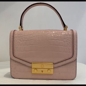 Tory Burch Juliette Mini Top Handle Croc Pink